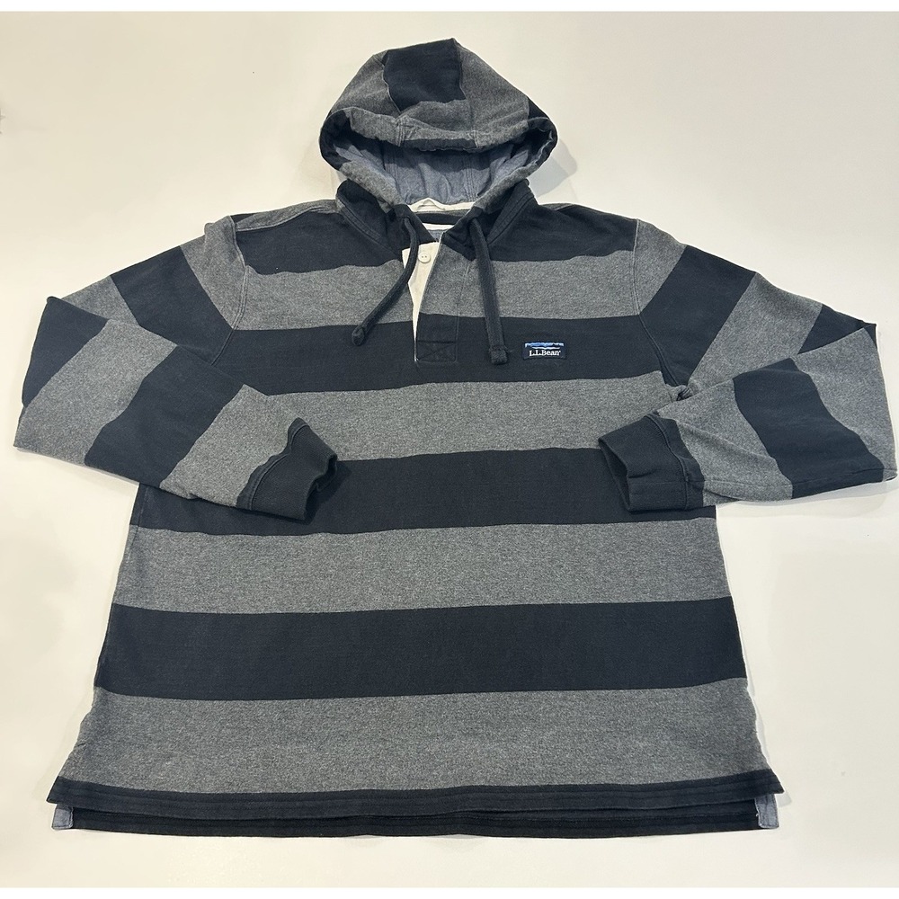 L.L. Bean Gray and Black Striped Hoodie